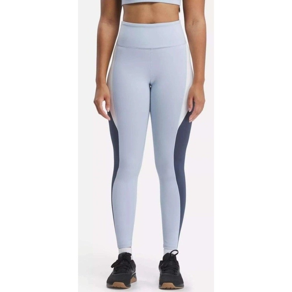 Reebok Leggings Womens Large‎ Blue NEW Colorblock High Rise Activewear